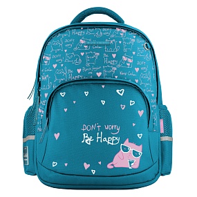 Рюкзак BrunoVisconti®
классический 
бирюзовый с эргономичной спинкой
«TOON TOWN.КРУТОЙ КОТИК»
Арт. 12-002-236/09