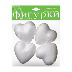 ПЕНОПЛАСТОВЫЕ ФИГУРКИ. СЕРДЕЧКИ 75 ММ, 4 ШТ. 
Арт. 2-204/03