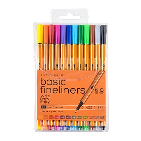 Набор BrunoVisconti®
из 12-ти капиллярных ручек
"Basic Summer" 0.4 мм, в ПВХ кармане
Арт. 36-0038