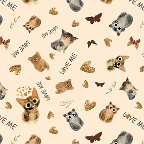 Упаковочная бумага BrunoVisconti®
 (70 х 100 см)
"LOVE ME.КОТИКИ. СЧАСТЬЕ"
Арт. 2-811/07